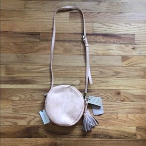 Light pink suede Anthropologie bag. New with tags.